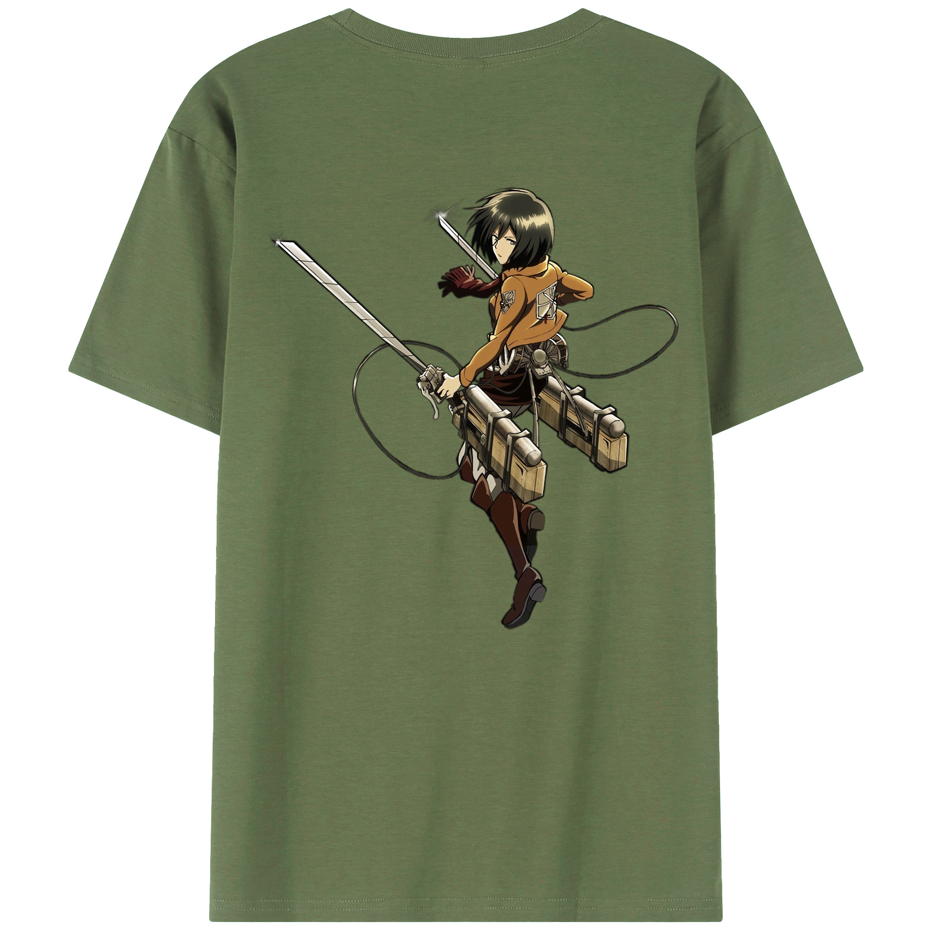 （画像用） 進撃の巨人 ミカサ·アッカーマン Attack on Titan Mikasa Ackerman 綿100％ メンズ半袖Tシャツ（バックプリント） 通気性